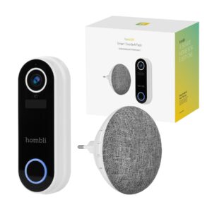 Hombli Smart Doorbell 2 med klokke, 1080P videokamera, to-vejs lyd, bevægelsesdetektion, nem installation via WiFi, trådløs eller batteri - Ydmyg