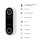 Hombli Smart Doorbell 2 med klokkespil, 1080P videokamera, to-vejs lyd, bevægelsesdetektion, nem installation via WiFi, trådløs eller batteri - Ydmyg